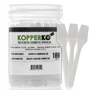 Kopperko 100 Pack 2.5 Inch Plastic Cosmetic Spatulas - White